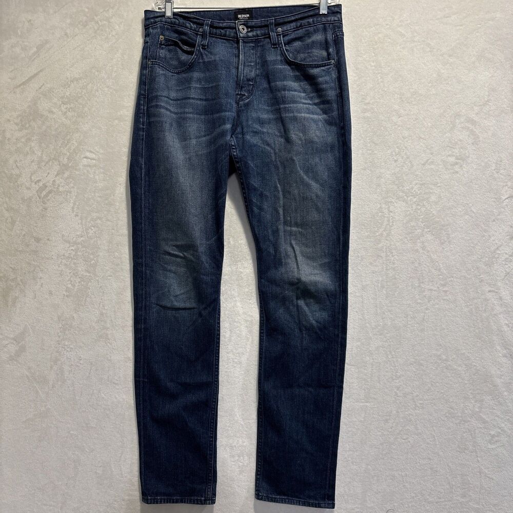 Hudson Jeans Blake Slim Straight Medium Wash Men's 34 Button Fly Stretch Denim